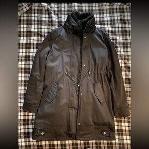 Zara XS Black Hooded Parka Coat